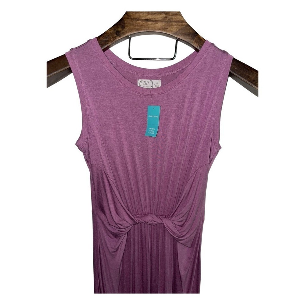 Midi Dress Sz XS Sleeveless Tank Twist Front Knit Casual Purple Minimalist NWT - Picture 7 of 9